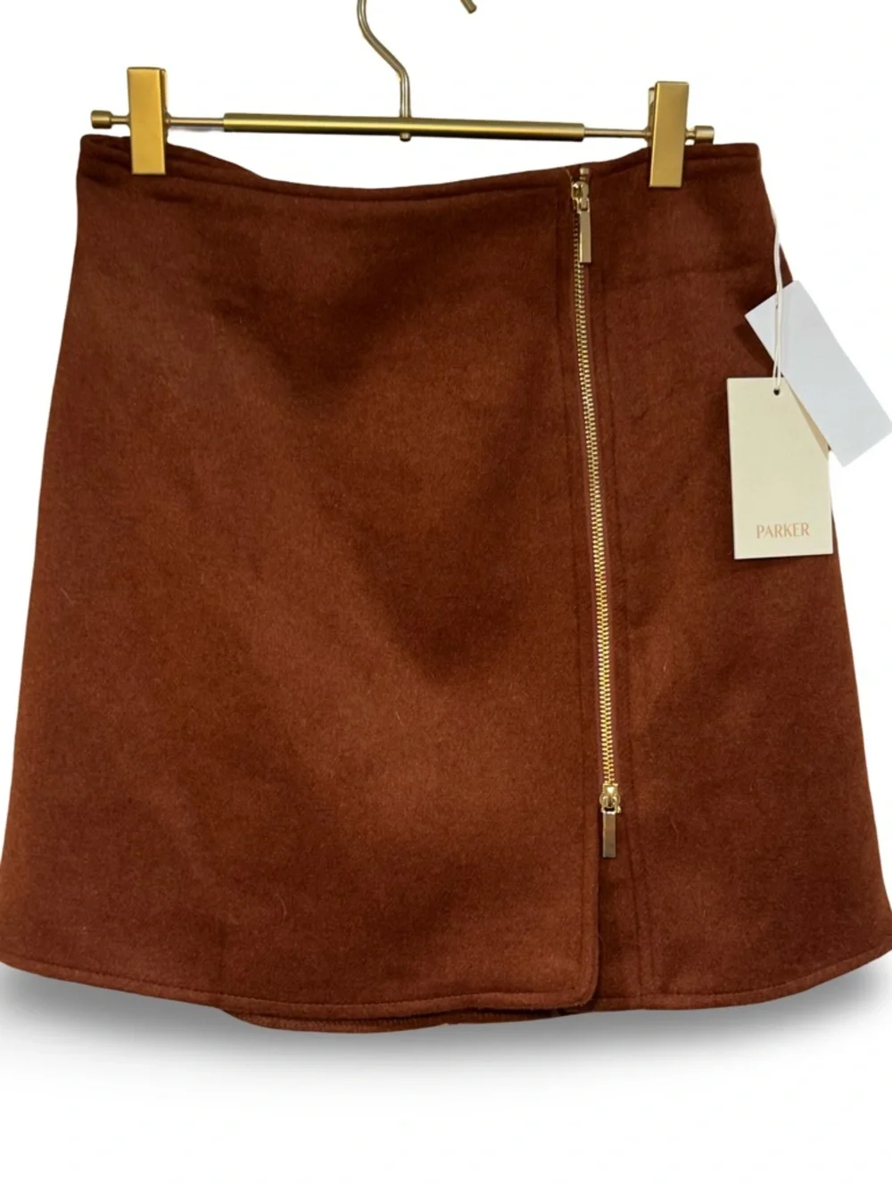 🤎👜 Parker Rust Zip-Front Mini Skirt‎ with gold zipper 👜🤎